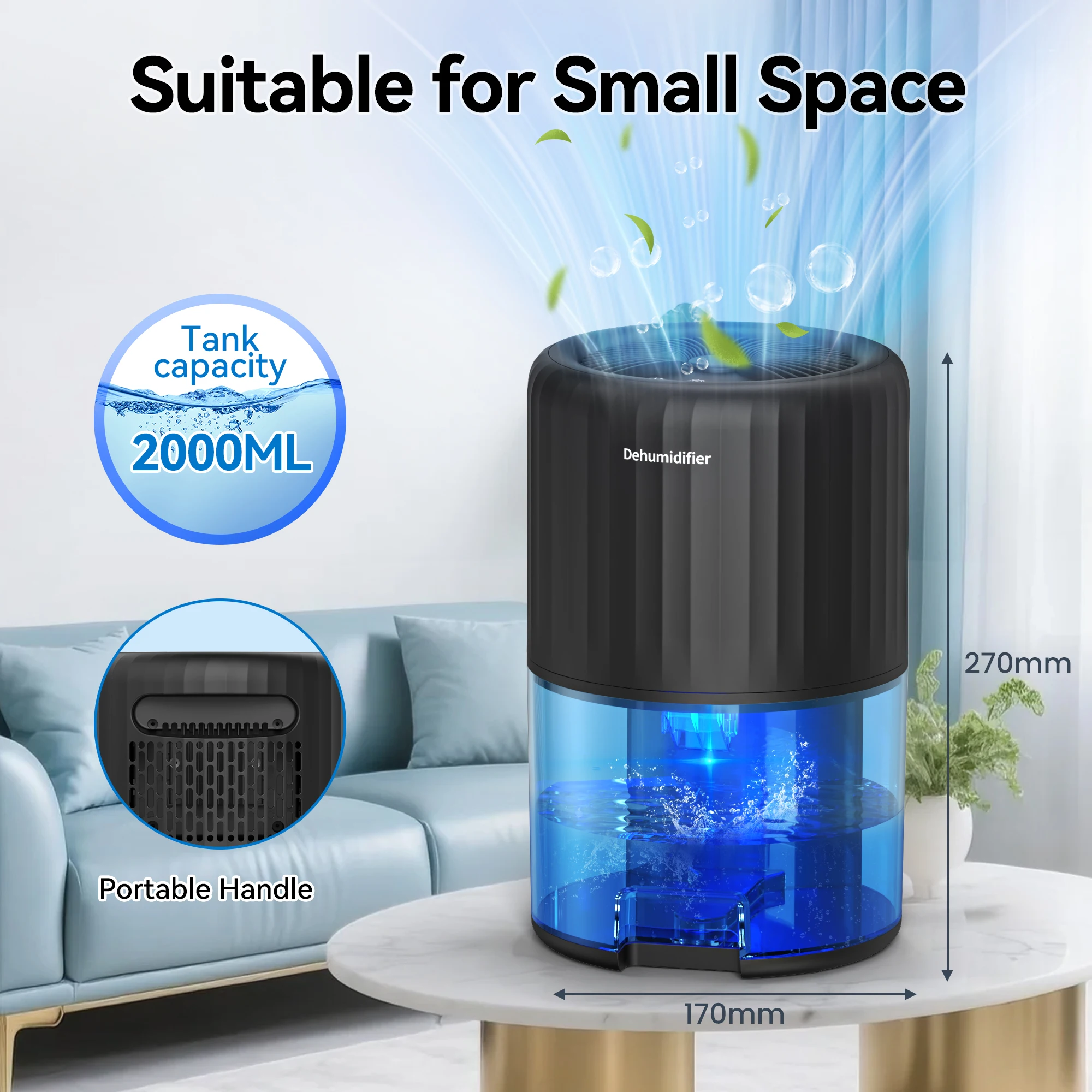 New desktop dehumidifier for home living room, anti-humidity device for humid weather, small semiconductor dehumidifier