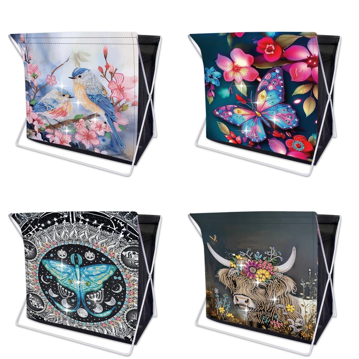 

1 DIY diamond painting set with animal patterns and support frame canvas folding container for bedroom and living room