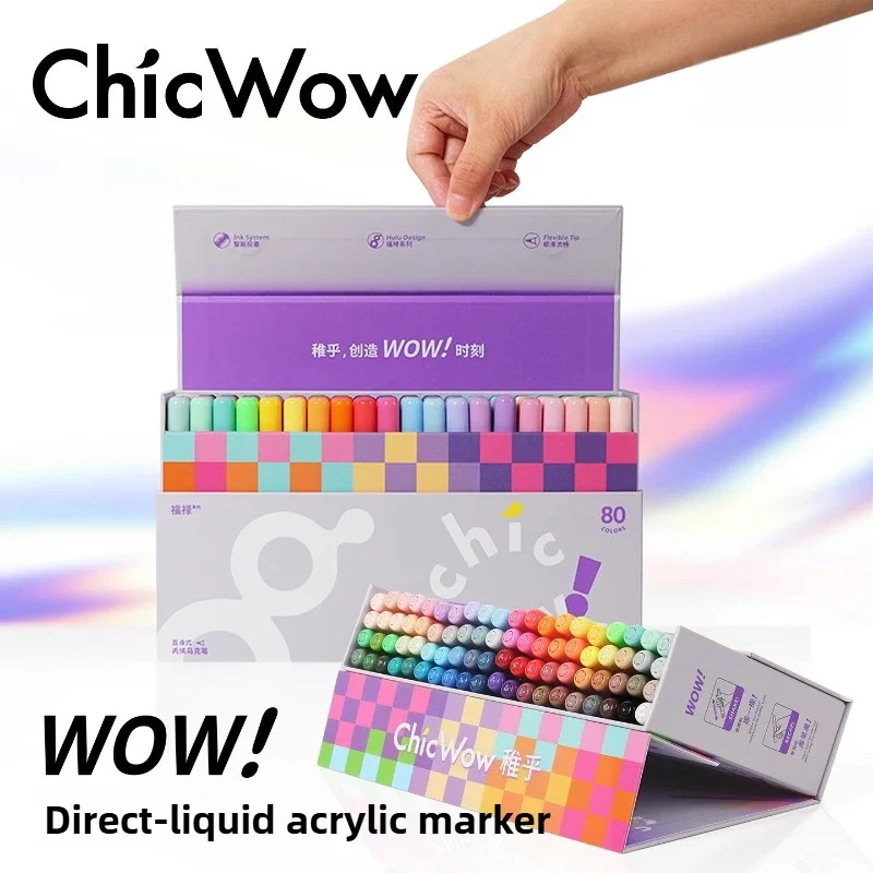 

ChicWow 24/80 Colors Direct Liquid Acrylic Markers Soft Tip No Bleed Layering Stationery Art School Supplies for Kids Drawing