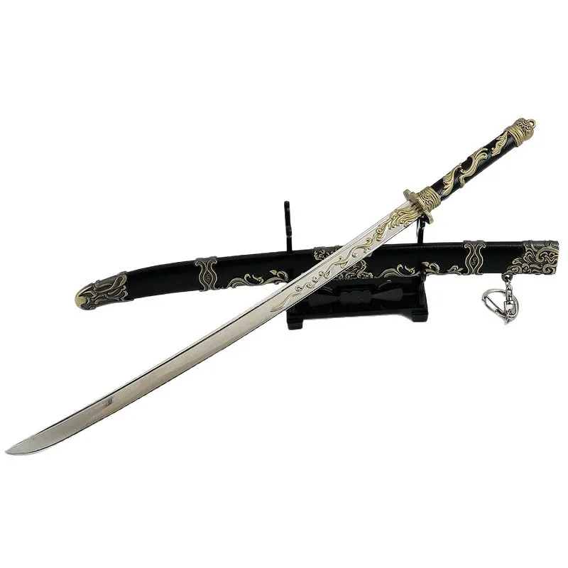 30 centimetri Cinese Antico Arma Mu Sheng Coltello Spada Gioco Periferico Arma In Metallo Samurai Spada Modello di Formazione Portachiavi Regali Giocattoli