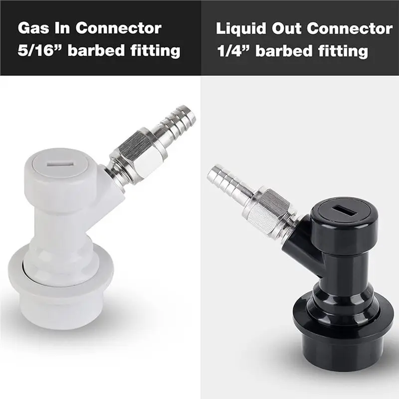 CQMF-Beer Keg Quick Connectors 1Set, Threaded-To-Conical Adapter, Black-And-White Connectors, Liquefied Quick Connectors