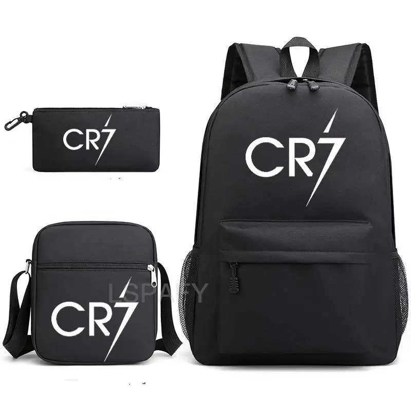 Fußball Ronaldo CR7 Rucksack 3 teile/satz Schule Taschen für Mädchen Jungen Laptop Reise Rucksack Frauen Rucksack Schulter Taschen Stift Fall