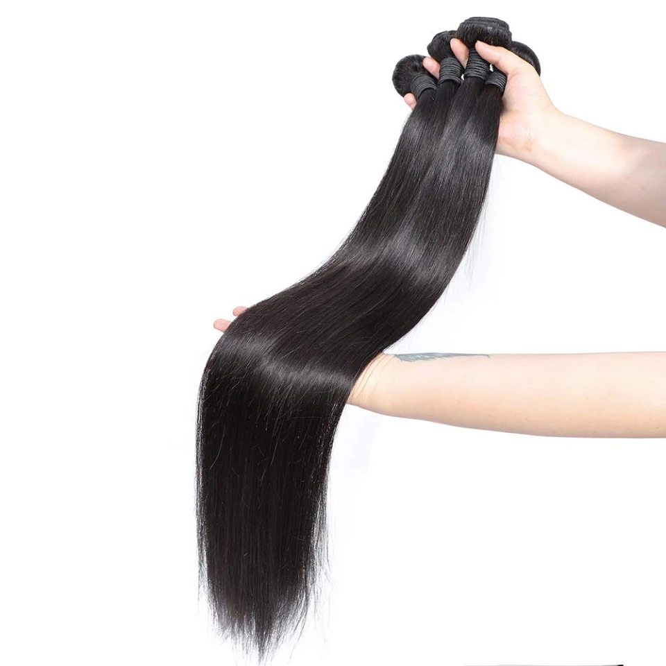 MISSANNA 34 36 38 40 Trenzas de Cabello Liso Cabello Humano Brasileño para Coser, Extensiones de Cabello Natural 2