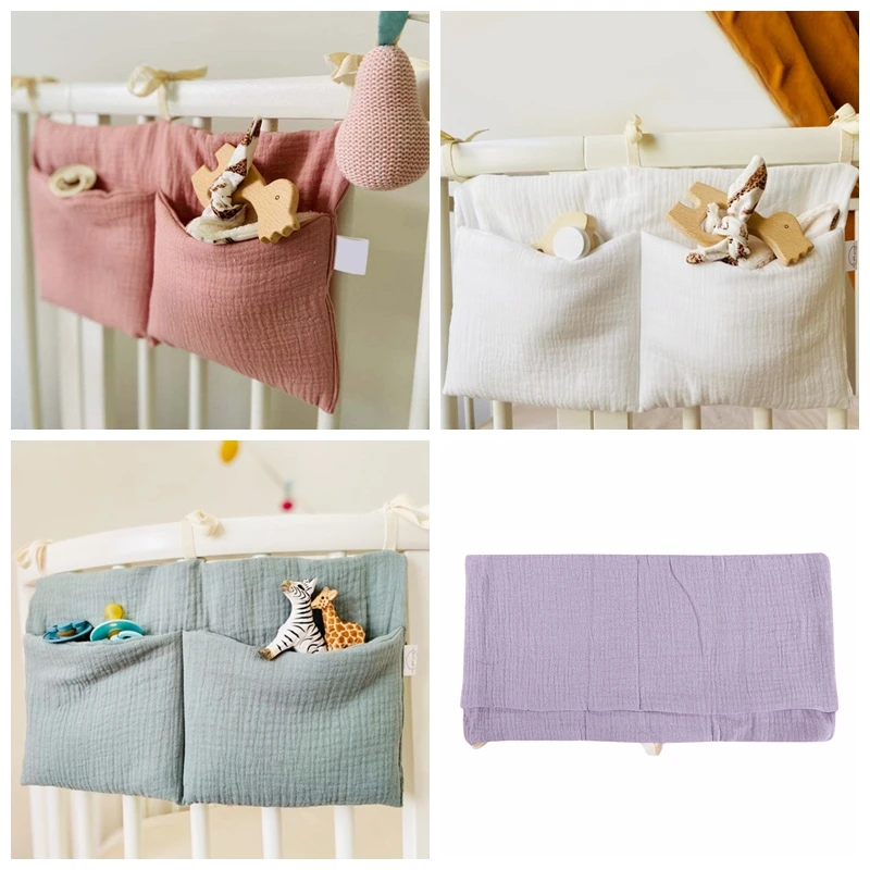 Baby Bedside Storage Bag Baby Crib Organizer Hanging Bag For Baby Essentials Multi-Purpose Newborn Bed Hanging