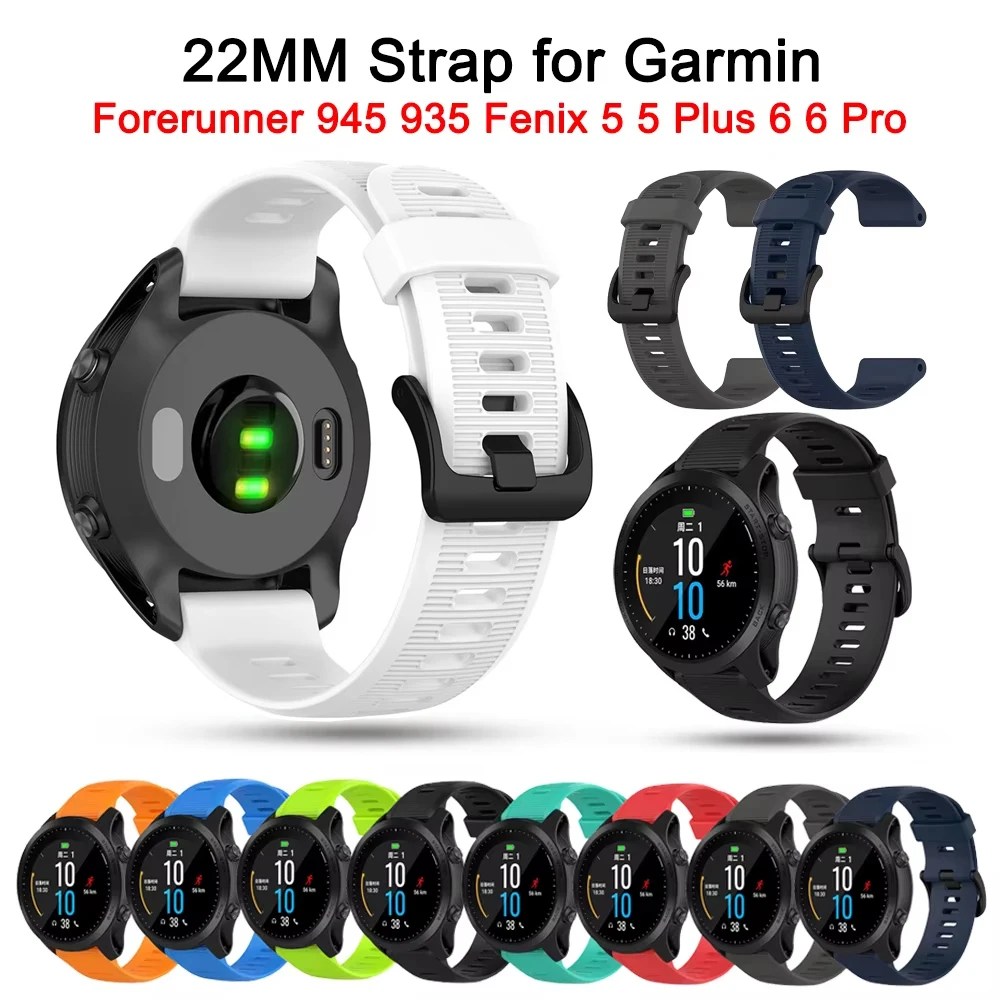 Pulseira de relógio inteligente para garmin forerunner 935 945 cinta 22mm pulseira de silicone macio para garmin fenix5 5plus fenix6 6pro pulseira