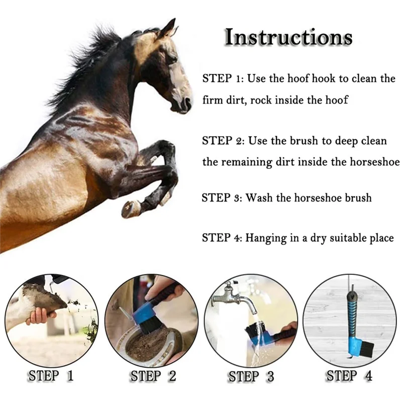 A69P-Sturdy Horse Hoof Pick Brush With Soft Handle Portable Hoofpick 3PCS