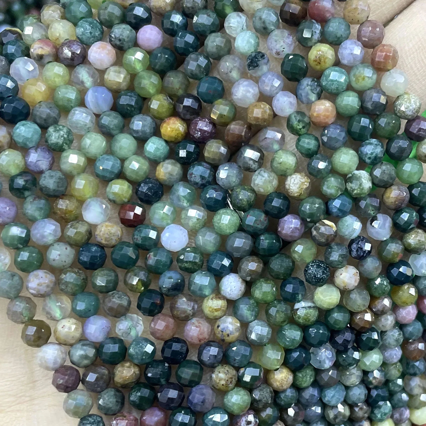 2 3 4MM Natural Stone Ruby Red Emerald Chalcedony Round Faceted Spacer Beads For DIY Jewelry Making Bracelets Necklace