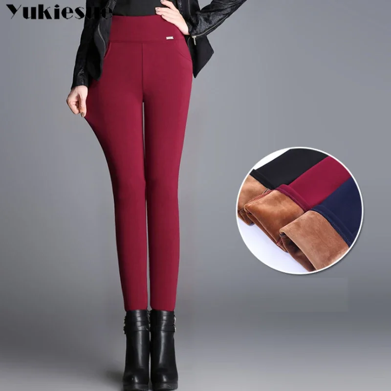 winter thick warm fleece high waist Women\'s Capris pencil pants for women skinny leggings woman trousers clothe S-6XL