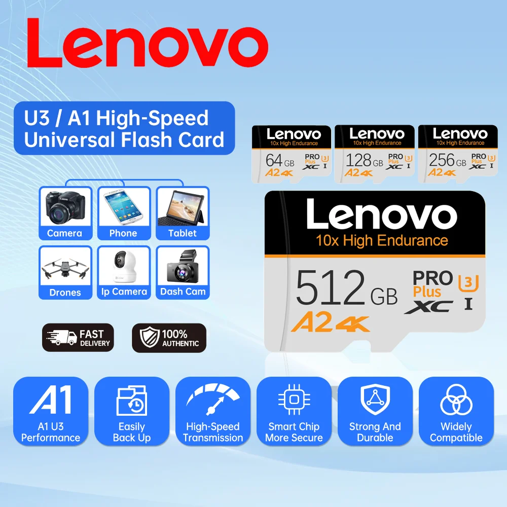 Original Lenovo Memory Card 1TB High Speed Micro TF SD Card 512GB SD Card V60 U3 TF Card For Nintendo Switch Ps4 Ps5 Game Cam