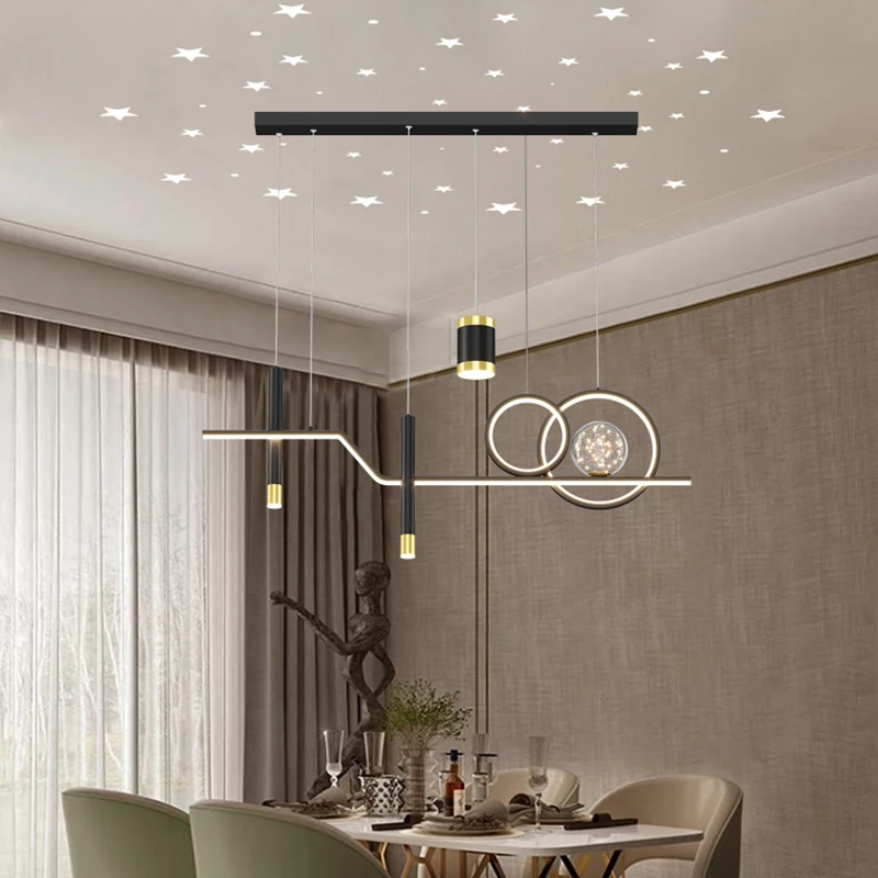 Postmodern Led Ceiling Pendant Lights Star Projection for Living Room Dining Table Coffee Bar Hall Lustre Home Indoor Lighting