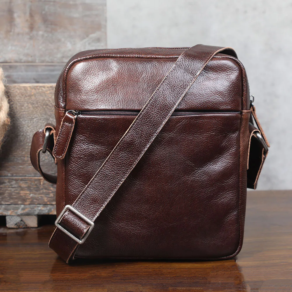 Vintage Echtleder Herren-Umhängetaschen Handgefertigte Crossbody-Messenger-Taschen für Männer Handy & Schlüssel – Detail 21