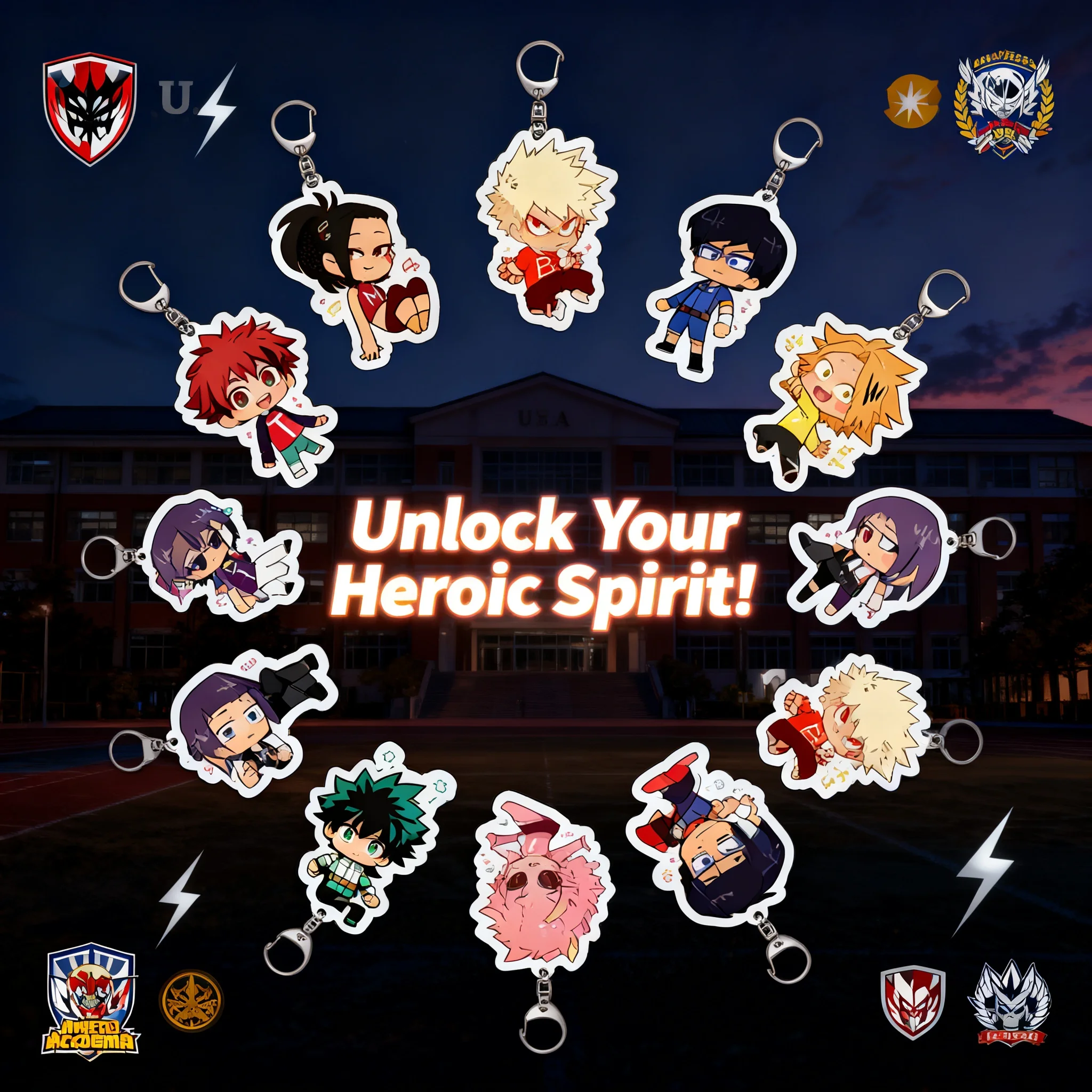

Брелок-подвеска из акрила по аниме «Моя геройская академия» с Изуку Мидорией и Шото Тодороки, официальный мерч