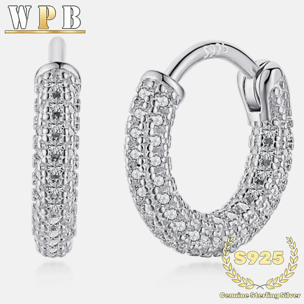 

Real S925 Sterling Silver Earrings Bright Round Diamond Circle Earrings Women Luxury Jewelry Shiny 5A Zircon Gift Party Banquet