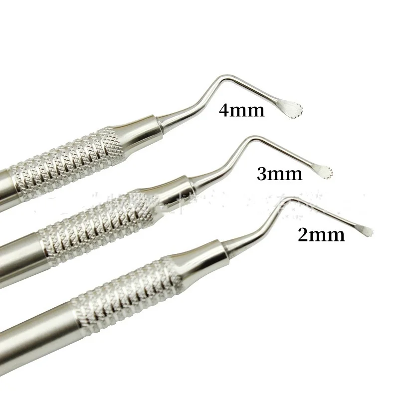 3 sztuk/zestaw Dental Curette Scaler postrzępione Curettes skaler dentystyczny Gracey Bone Curette implant narzędzia dentystyczne ze stali nierdzewnej