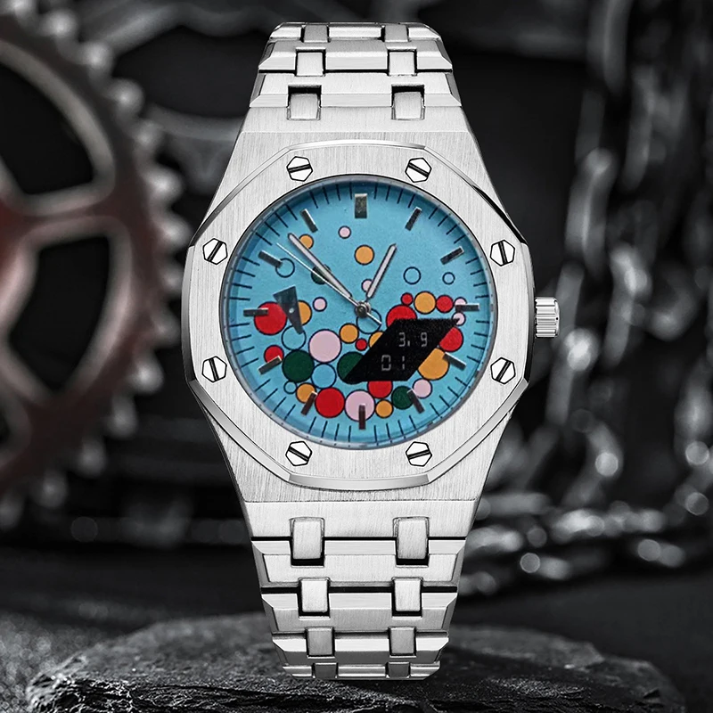 Quartz Watch For Men Geometric Design Fashion Sports Waterproof Chronograph Luminous Man Wristwatch Business Men\'s Watches Clock