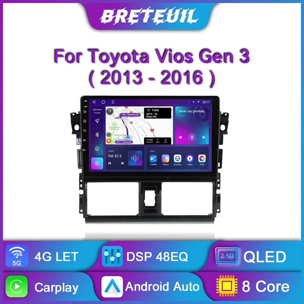 

For TOYOTA VIOS GEN 3 Yaris 2013-2016 Android Car Radio Multimedia Video Player Navigation GPS Carplay Touch Screen Auto Stereo