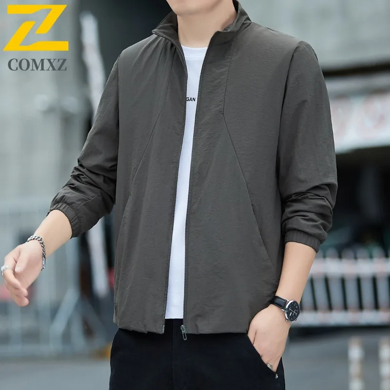 

COMXZ Premium Men Jacket 2025 Stand Collar Outdoor Office Comfortable Lightweight Coat Business Casual Windproof Autumn Clothes