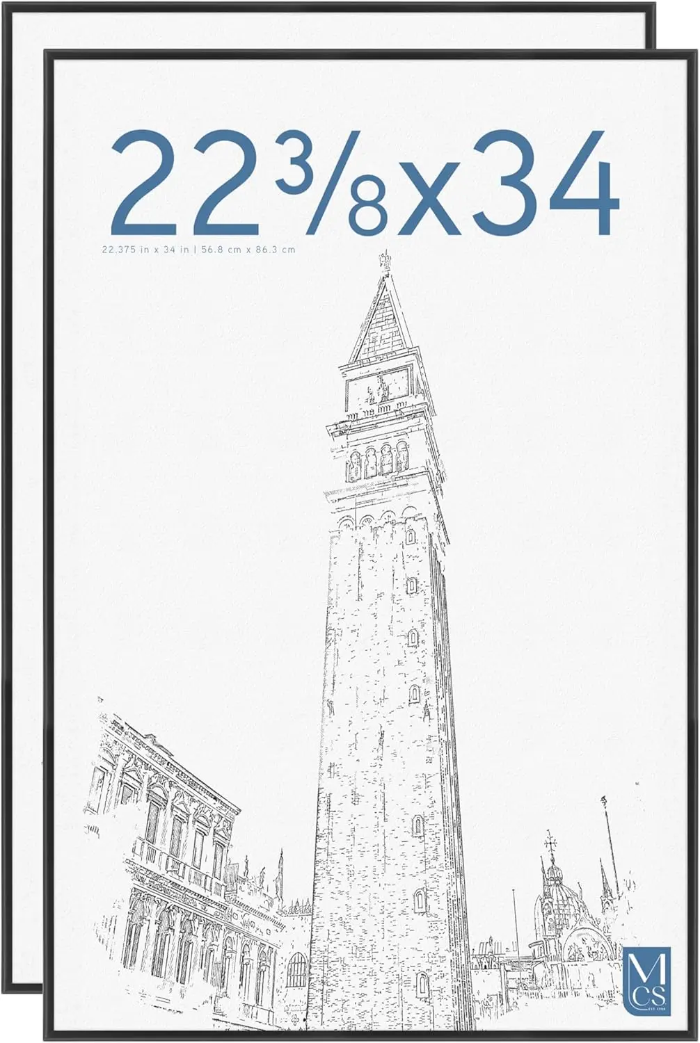 

Large Picture Frame Set for Posters and Art Prints, 22.375x34 Inch, Black Lightweight Wall Hanging with Easy Assembly