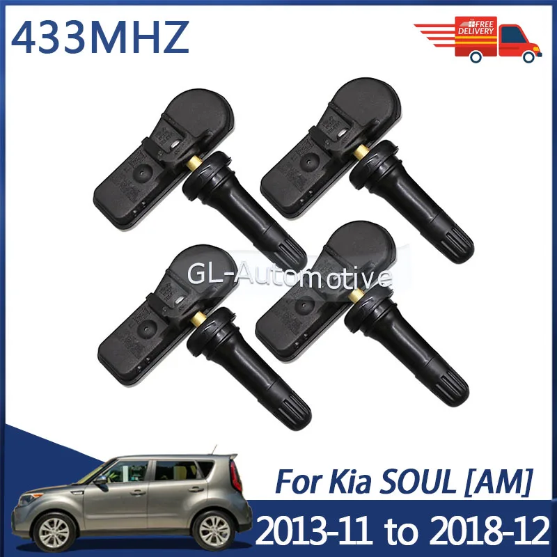 4PCS 433Mhz TPMS Tire Pressure Sensor Fit For Kia Soul 2013-2019 Sedona 52933-B2100 52933B2100