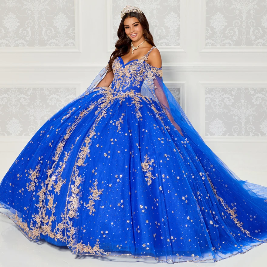 Personalizado azul real quinceanera vestidos 2023 frisado lantejoulas rendas apliques doce 16 vestido de baile vestidos de 15 años yqd33