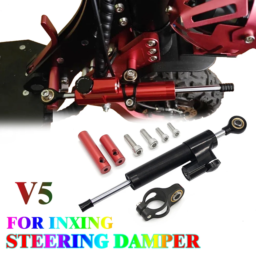 For V5 CNC Carbon Fiber Stabilizer Steering Damper Electric Scooter Steering Damper Bracket Support Kit Red stand For Inxing V5