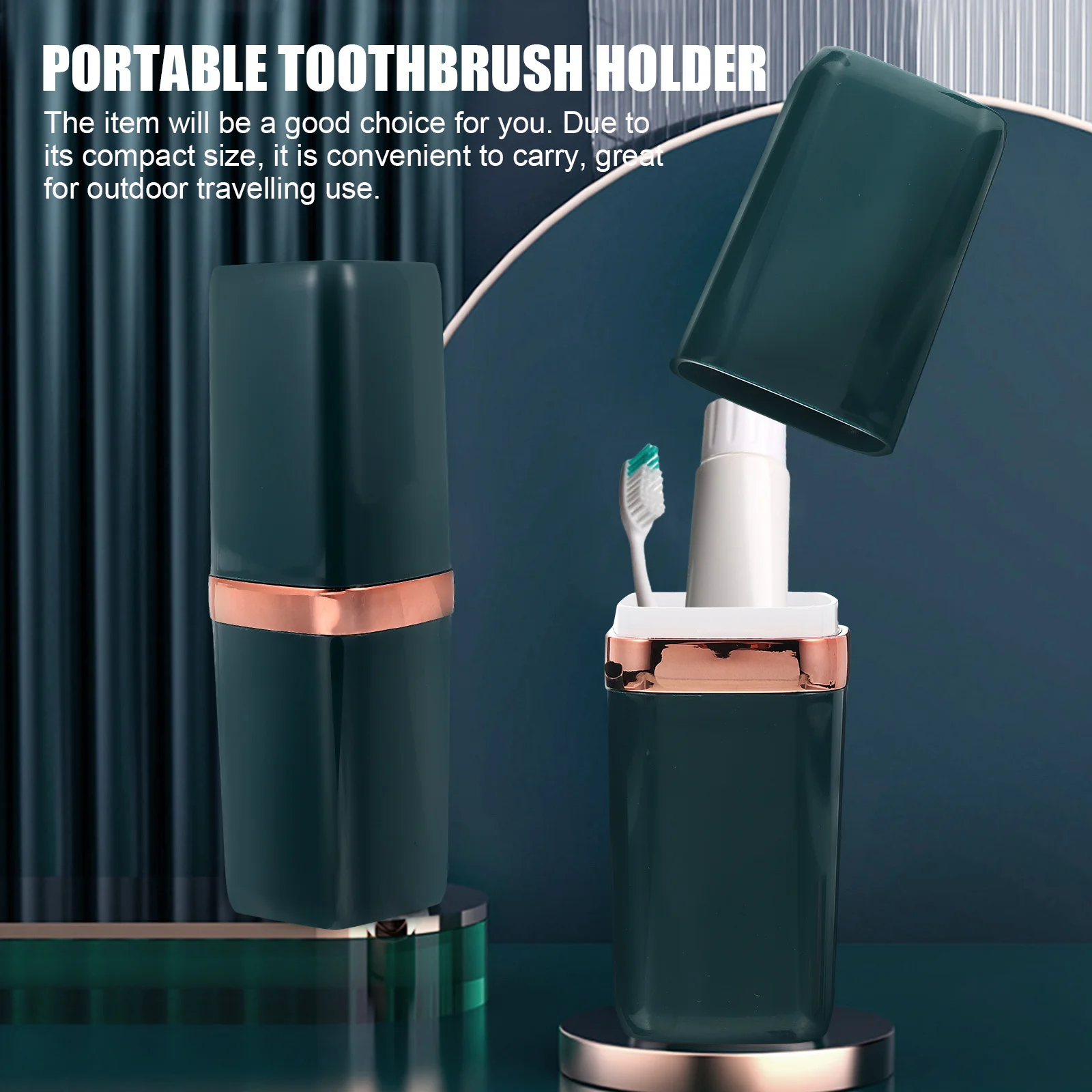 

Dual Compartment Toothbrush Storage Box Lightweight Travel Toothpaste Holder Case Portable Bathroom Organizer for Home Hotel