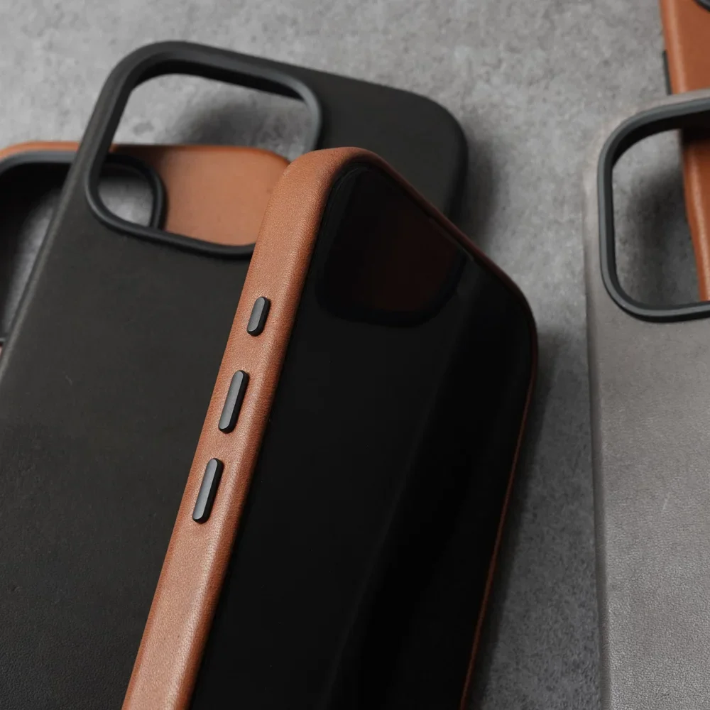 YMW Magnetic Scars Genuine Leather Case for iPhone 16 Pro Max 15 14 Personality Horsehide Magnetic Phone Cover