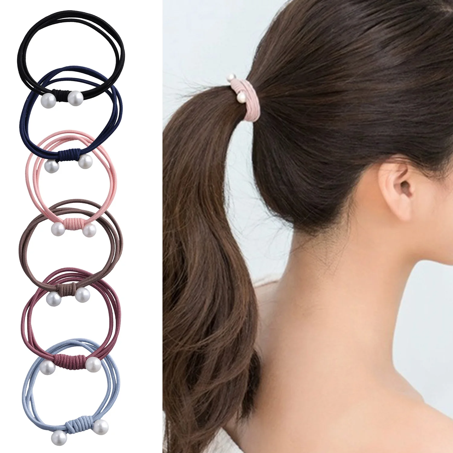 5PCS Hair Bands For Women Girl Basic Hair Rubber Ties Ropes Simple Elastic Headband Hair Accessories Ponytail Holder image 2