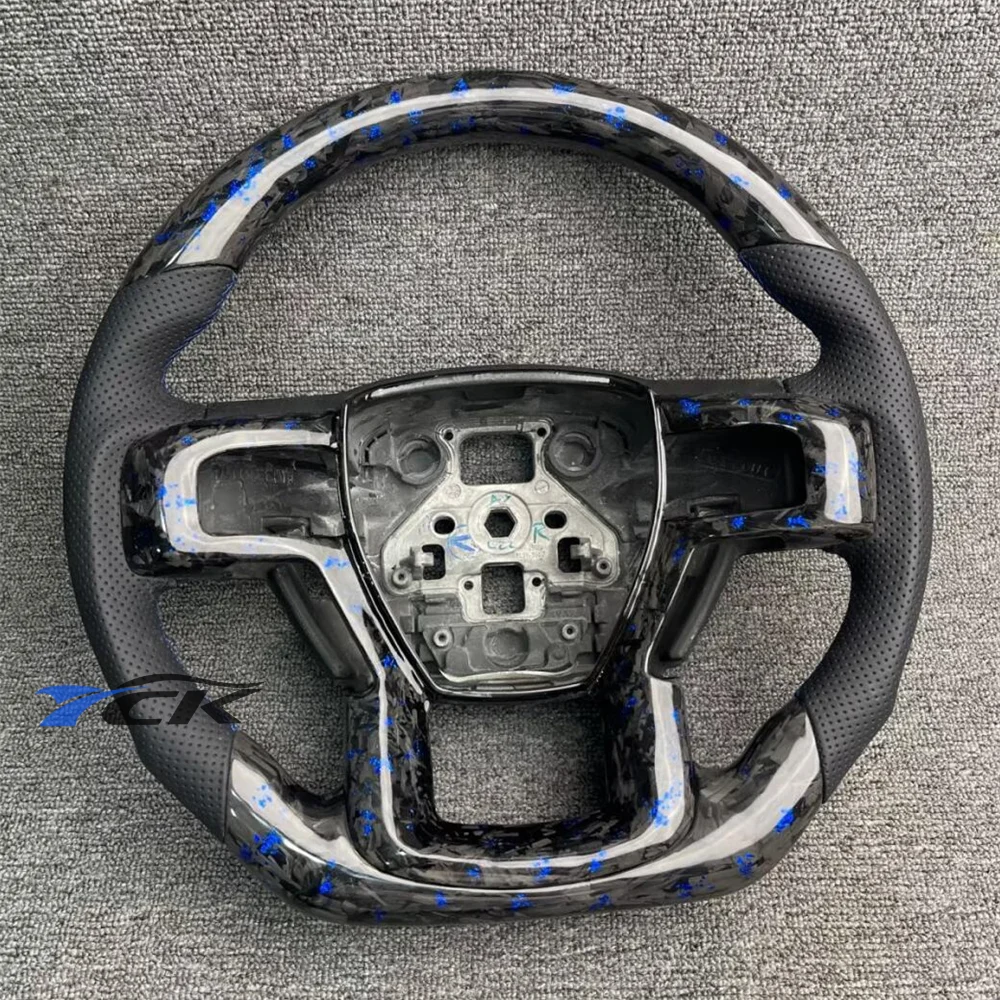 

Blue Forged Carbon Fiber Black Leather Steering Wheel for 2010 2011 2012 2013 2014 2015 Ford F150 Auto Parts
