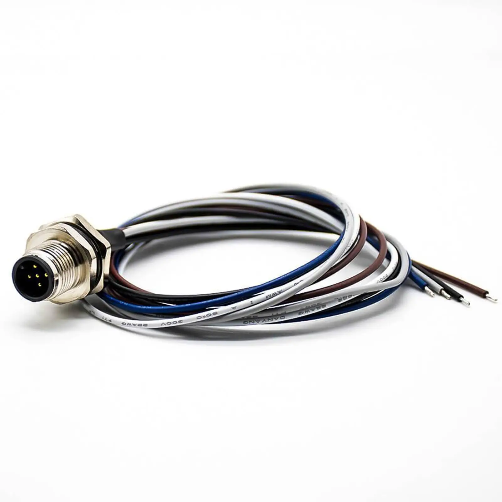 M12 5Pin A Code Male Straight Back Mount Connector 0.2M IP68 Extension Cable Industrial Control Wire