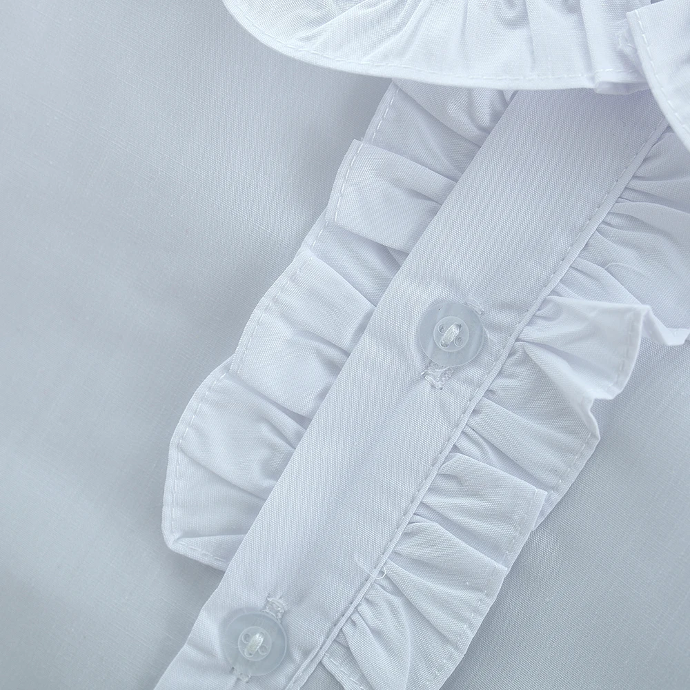 قميص طفلة بأكمام طويلة، ملابس أطفال جديدة للربيع والخريف بياقة بتلات بيضاء مناسبة لارتفاع 120-170 سنتيمتر