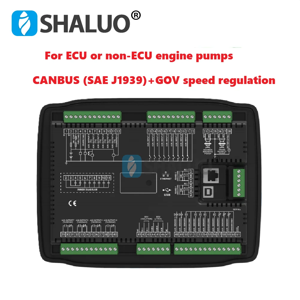SmartGen APC715N ECU وحدة تحكم بمضخة المحرك غير ECU بدء إيقاف CANBUS GOV وحدة التحكم في تنظيم السرعة مع منافذ USB RS485