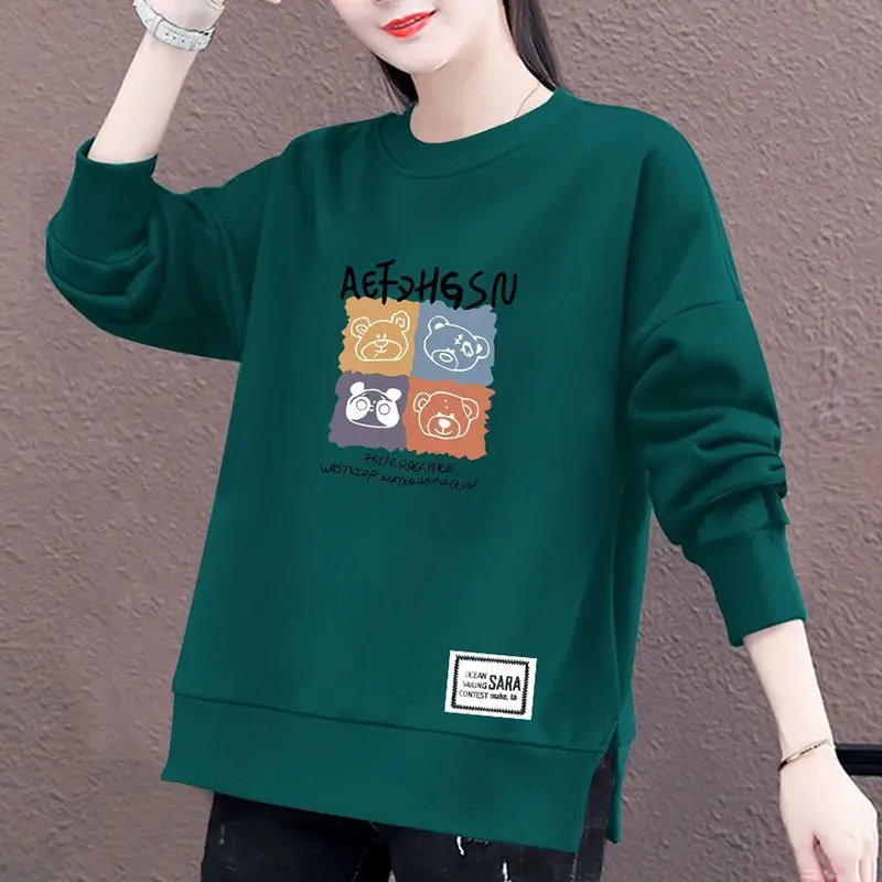 Primavera Autunno Girocollo Stampa geometrica Cartoon Lettera Lanterna Manica lunga Abbigliamento donna Pullover Felpe casual Top