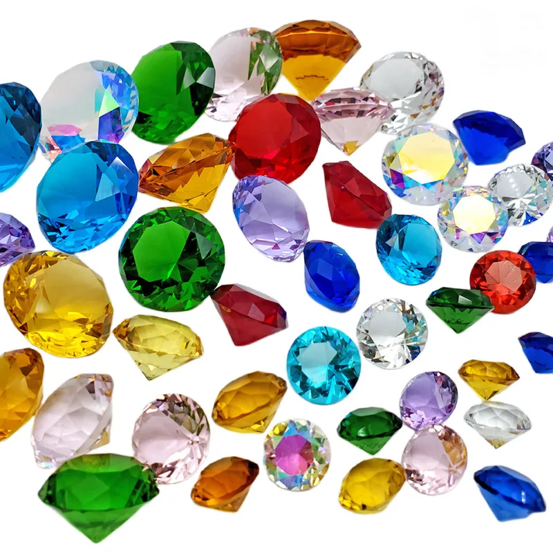 Colorful Crystal Gemstones Artificial Crystal Diamonds Transparent Decorative Diamond Ornaments Colored Crystal Glass Diamonds