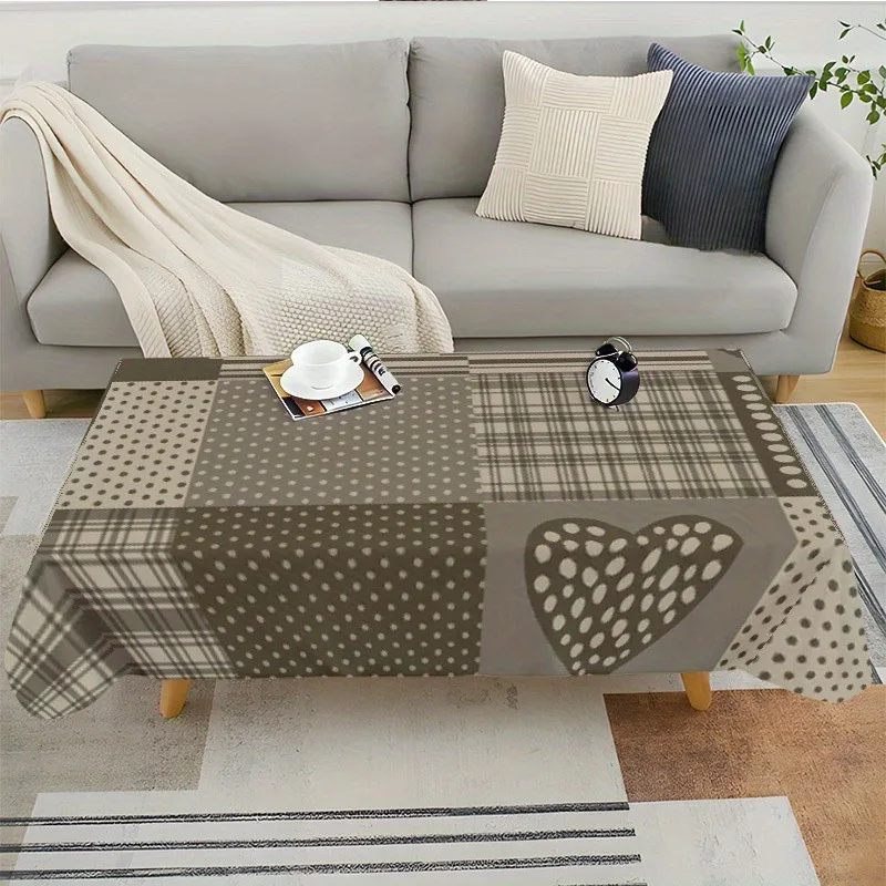 1pc Soft, Fashionable and Beautiful Patchwork Heart Pattern Tablecloth for Dining Table