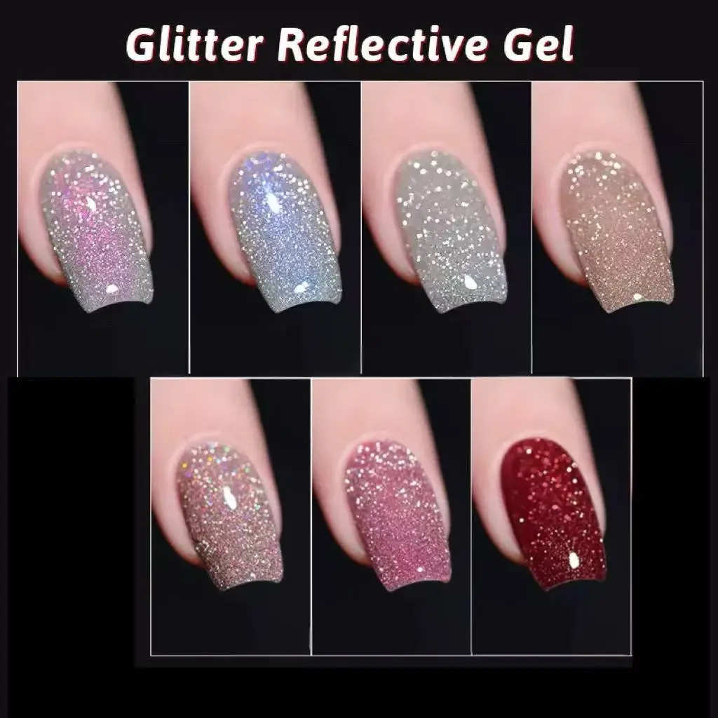 

15ml Sliver Reflective Nail Gel Polish Shining Glitter Semi Permanent Soak Off UV Gel Sparkle Effect Nail Art Manicure
