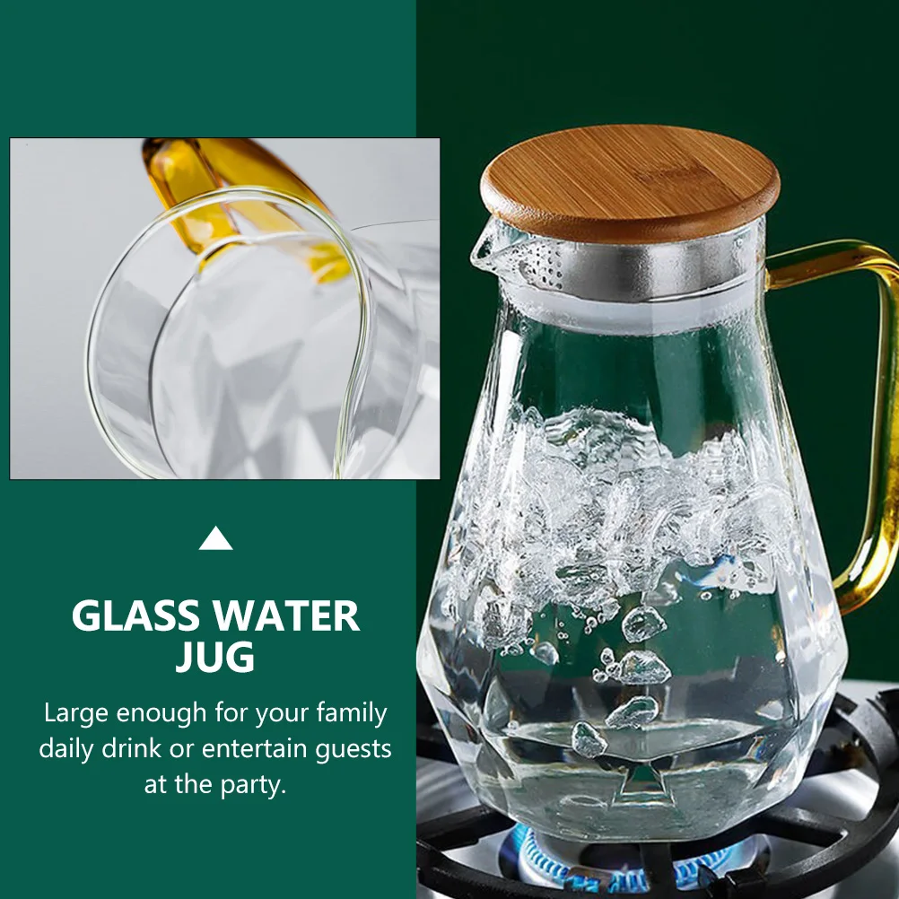 

Pitcher Large Capacity Cold Water Jug Exquisite Handle Lid Anti-Drip Spout Wide Mouth Easy Clean Home Decor