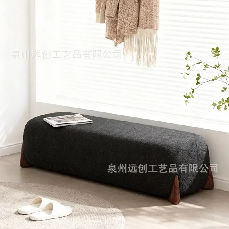 Simple Modern Solid Wood Foot Rest Bench Light Luxury Fabric Bedroom Bedside Stool Living Room Shoe Changing Bench