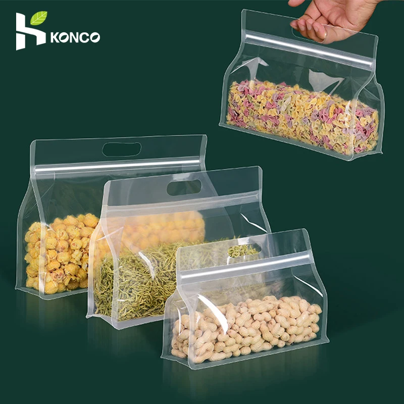 Reusable Food Storage Bags 1pc/5/10pcs Transparent Stand Up Bag Freezer Leakproof Freezer Bags Kitchen Organizer Fresh Shut Bag