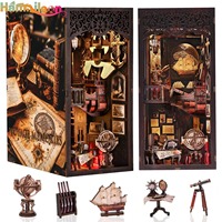 Hamaileon DIY Book Nook Kit Miniature House for Adults,Dollhouse Kit, Bookend Bookshelf Decor Alley Model Build with Dust Cover
