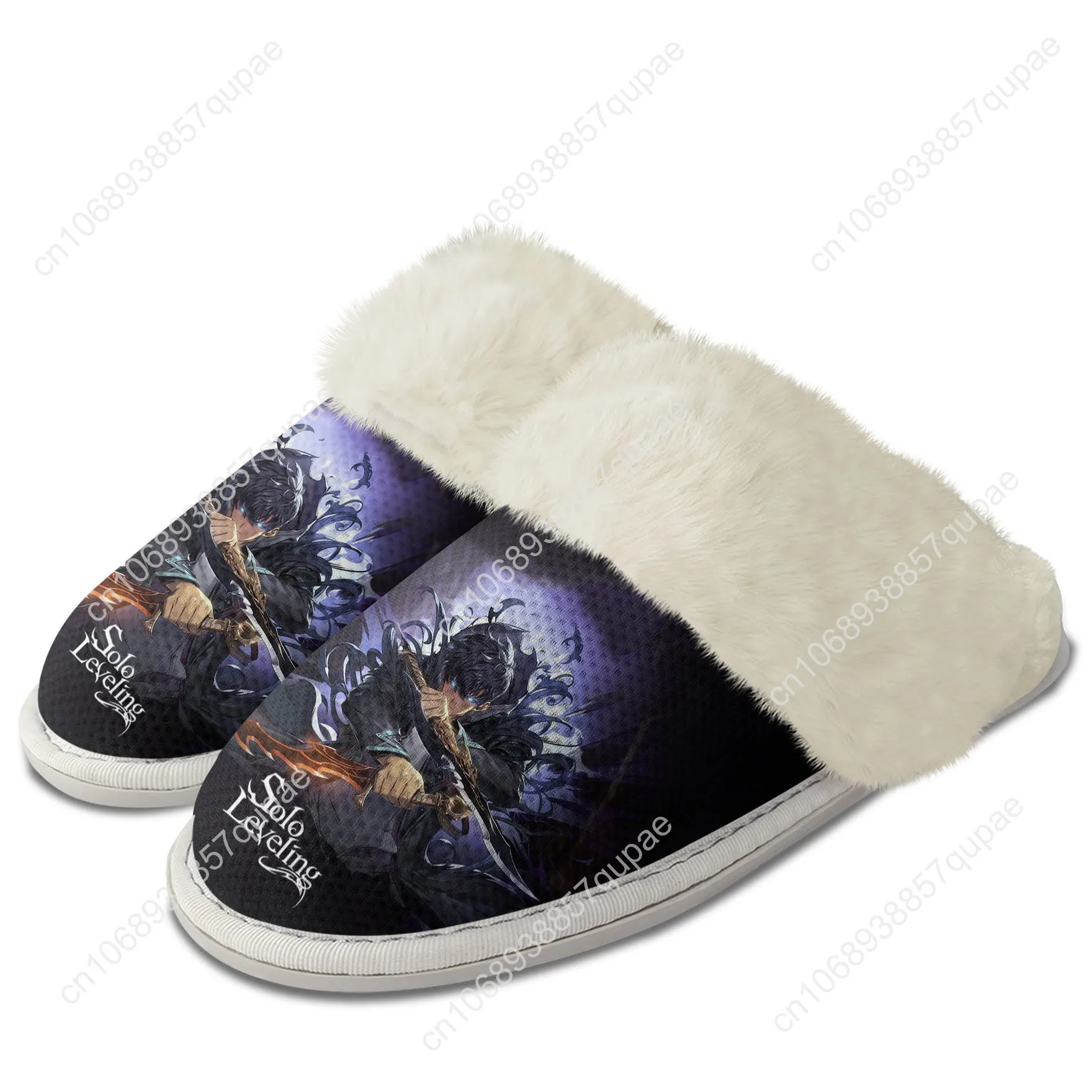 

Solo Leveling Jin-Woo Anime Cartoon Slippers Keep Warm Shoes Mens Womens Breathable Home Cotton Thermal Lightweight Slipper