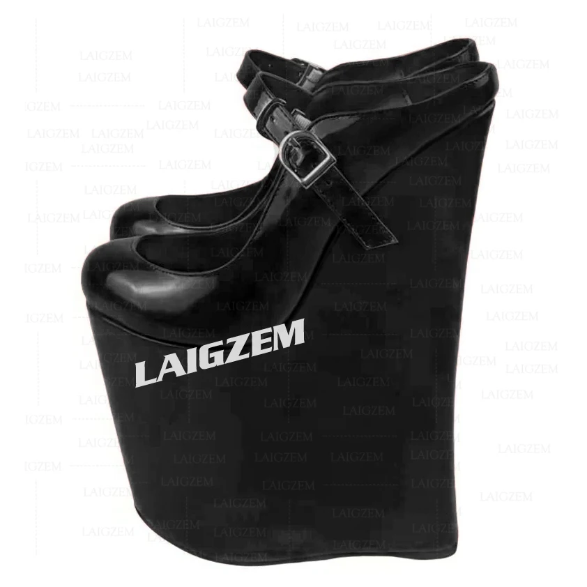 

LAIGZEM/женские сандалии на платформе 15 см, туфли-лодочки без шнуровки на танкетке 25 см, увеличивающие рост, женская обувь для выпускного вечера, большой размер 36 46 48