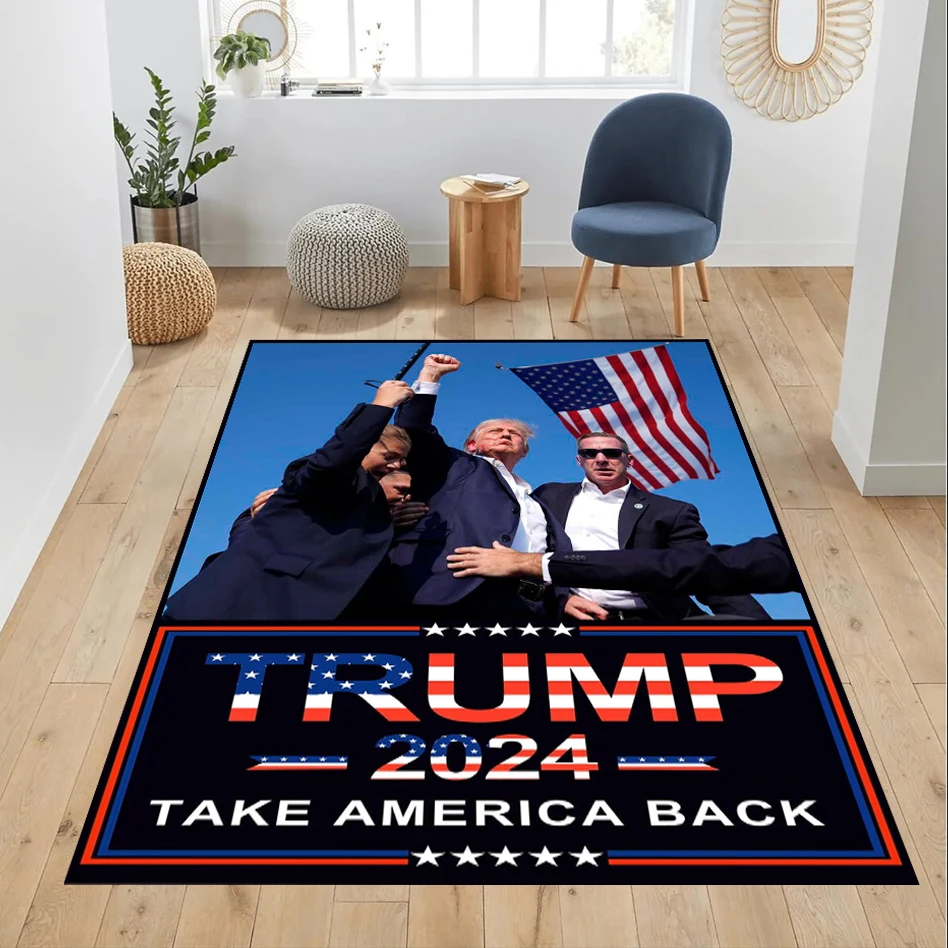 Donald Trump 2024 Survived Shot At Election Rally Shot Won’t Be Stop Flag Handmade Carpet Area Rectangle Rug for Home Decor