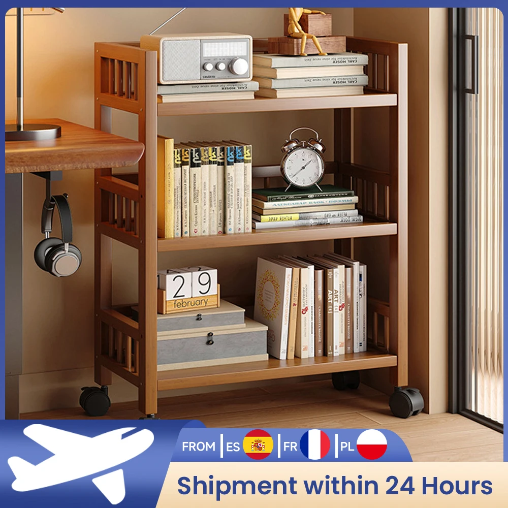 Chariot de rangement à 3 niveaux en bambou avec rotation à 360° °   Chariot roulant multifonctionnel à roues verrouillables pour salle de bain, cuisine, salon - 82x50x30cm, chariot utilitaire de