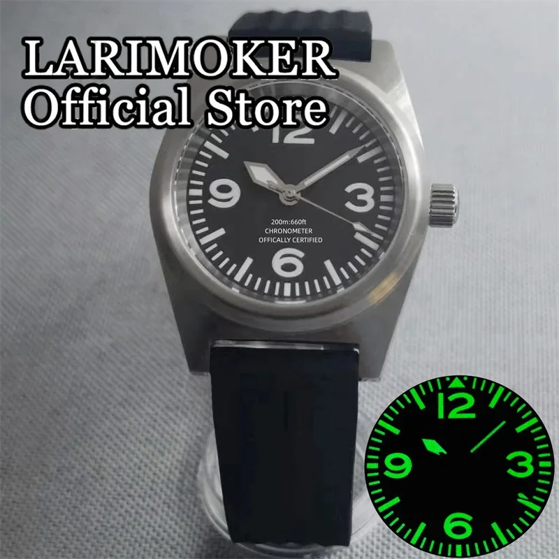 LARIMOKER 38mm NH35A PT5000 Mechanical Automatic Men Wristwatch 200M Sapphire Glass Rubber watch  Strap