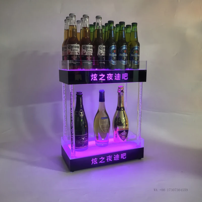 Wrought Iron Champagne Wine CabinetLEDAcrylic champagne cabinet with lighting, three-tier and two-tier wine racks for beer and s