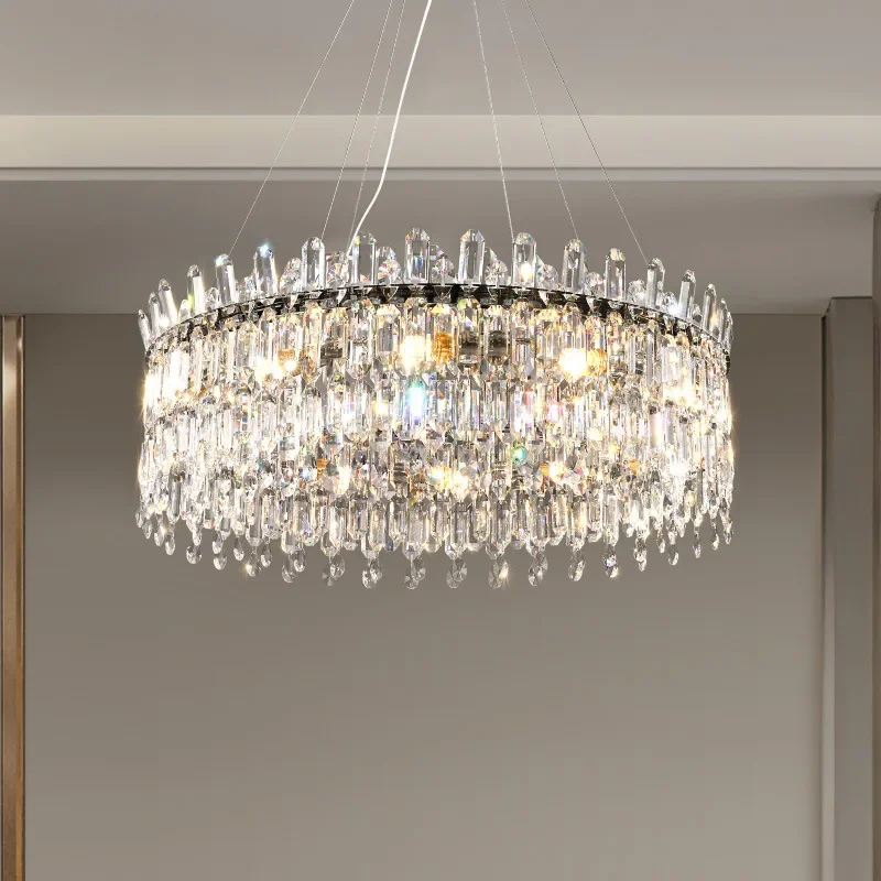 

French light luxury atmosphere living room lamp, modern simple dining room lamp, crystal chandelier