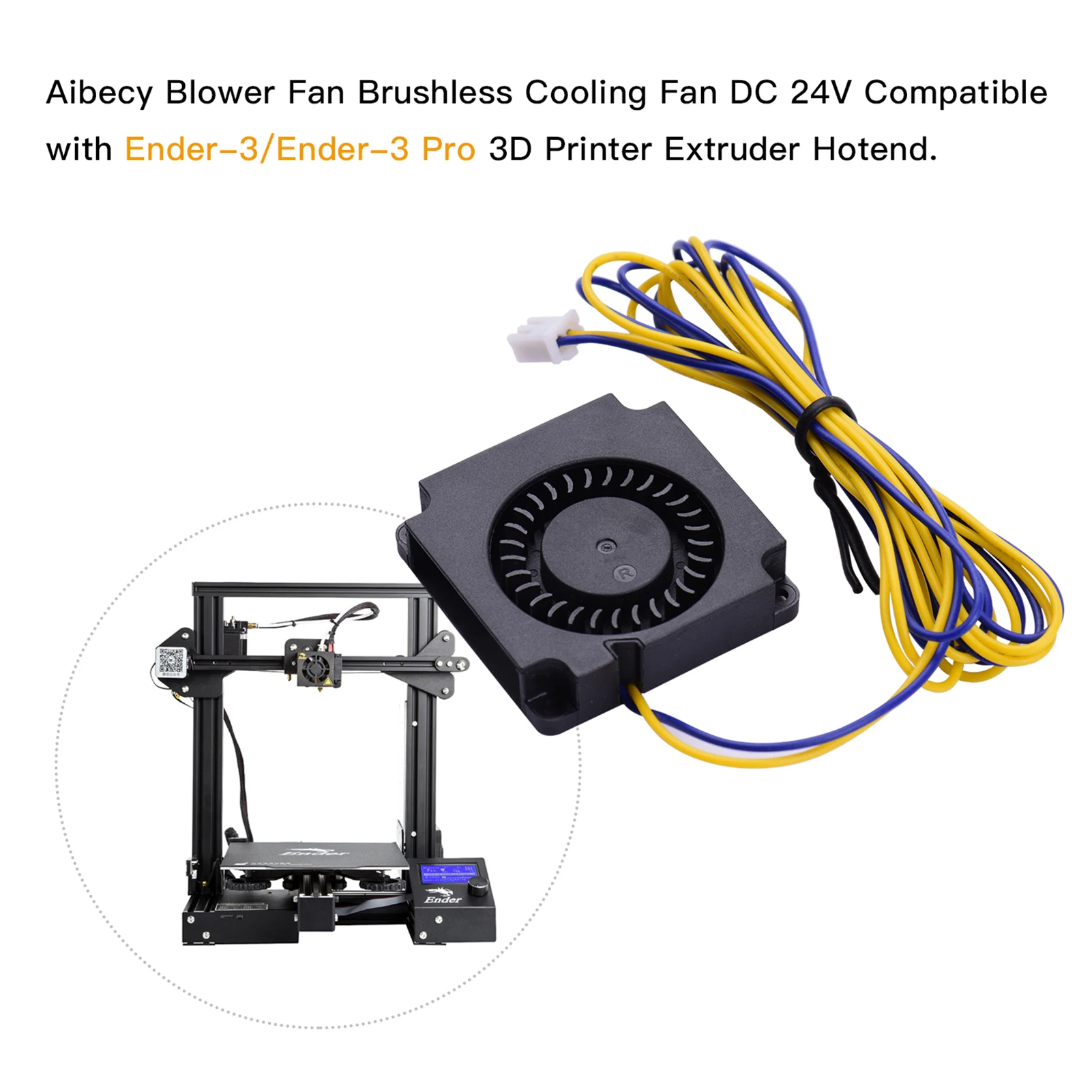 

Blower Fan Brushless Cooling Fan 40*40*10mm 24V Compatible with Ender-3/Ender-3 Pro 3D Printer Extruder Hotend Cooler