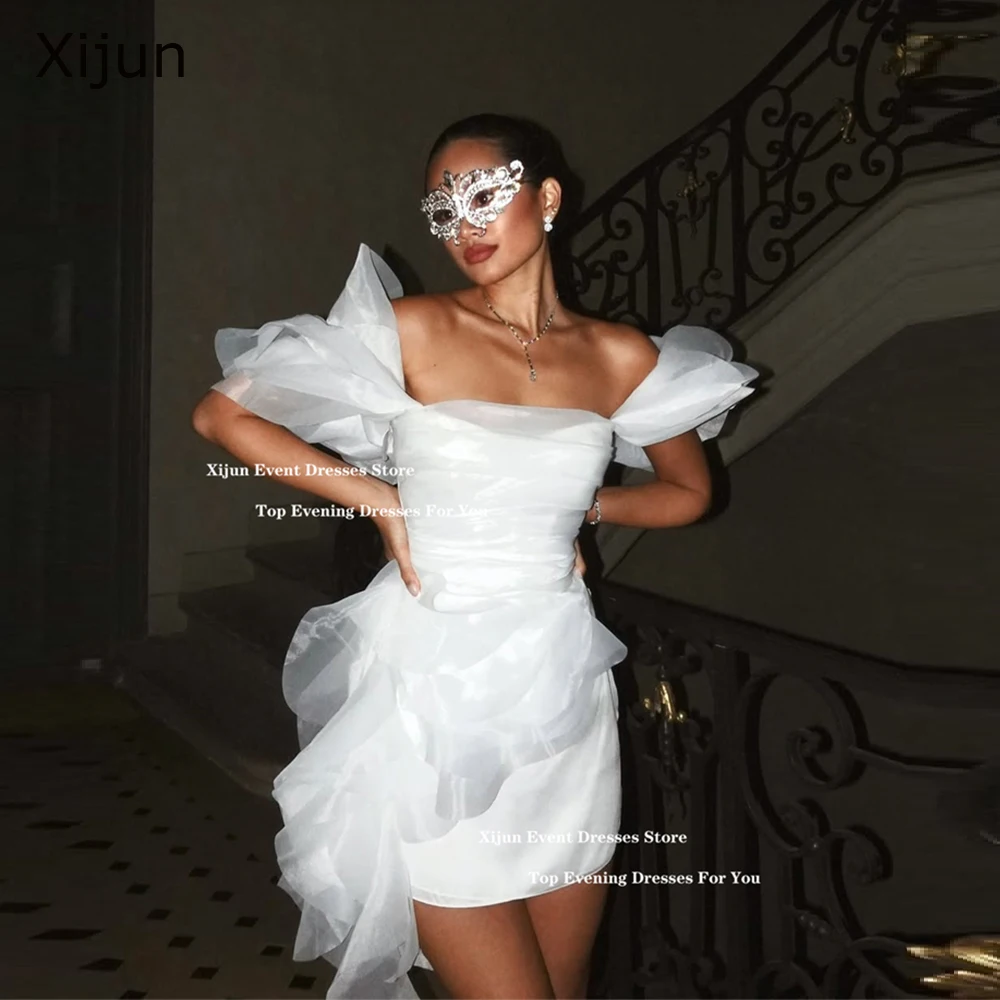 

Xijun Ivory Organza Mini Evening Dresses Ruffles Pleats Prom Dresses Sexy Cocktail Wedding Party Gowns 2025 Women Customized