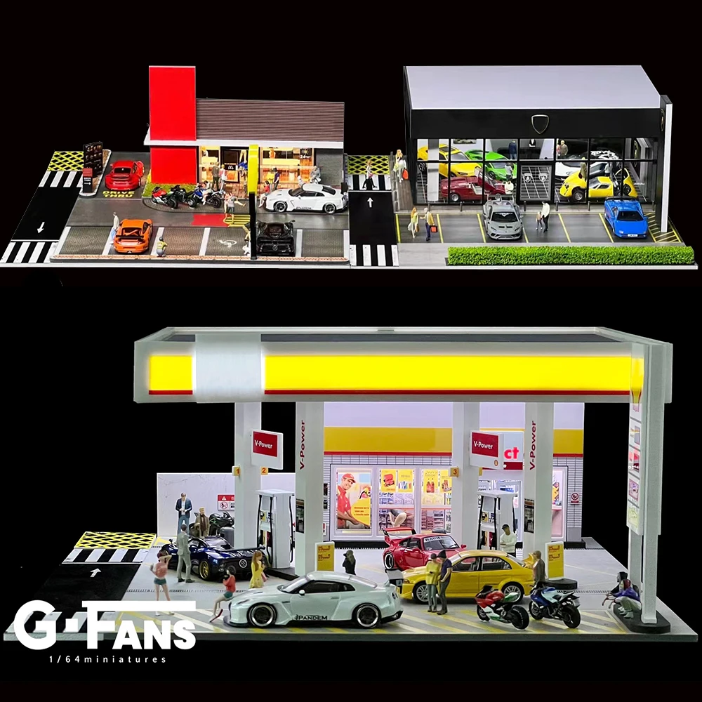 GFans-Modèle de garage de voiture Diorama à l'échelle 1:64, parking pour affichage, cadeaux de collection de scènes, jouet d'assemblage, nouveau